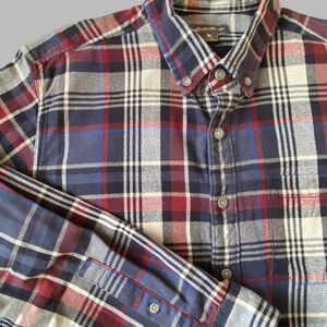Eddie Bauer Mens Plaid Cotton Flannel Button Down Slim Fit Casual Shirt-Sz-LT